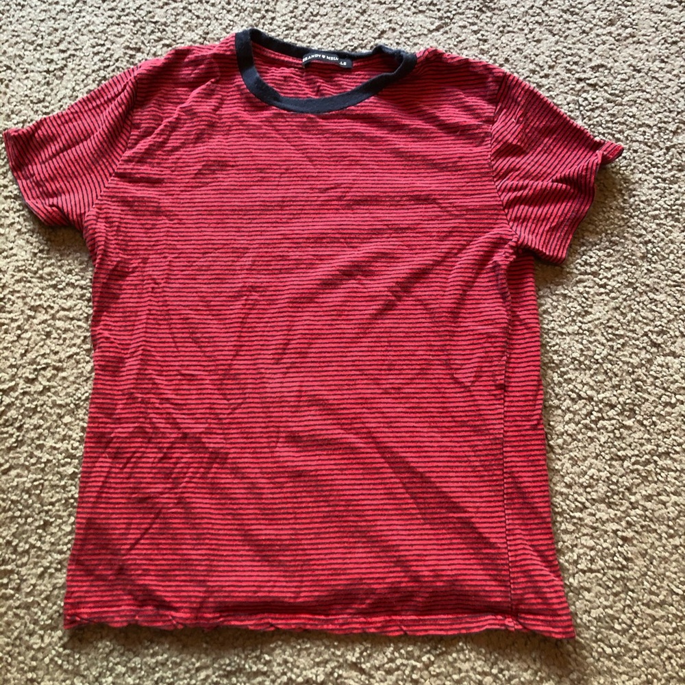 brandy melville red and navy blue striped top